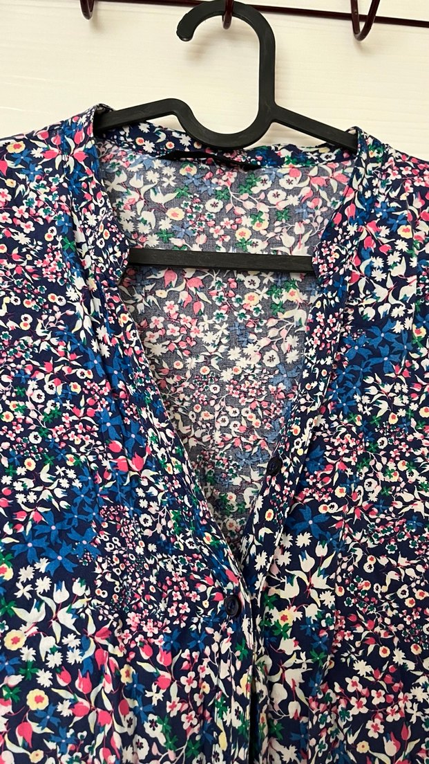 Çiçek Desenli Bohem V Yaka Hamile Bluzu - Görsel 3