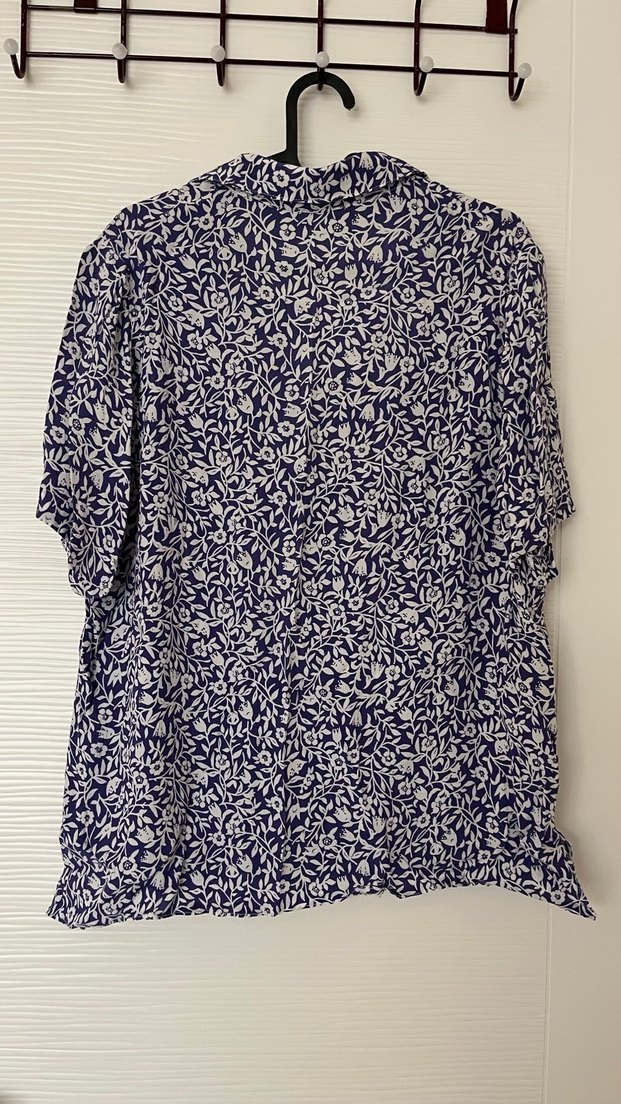 Mavi Desenli Kısa Kollu Kadın Gömlek - Görsel 3