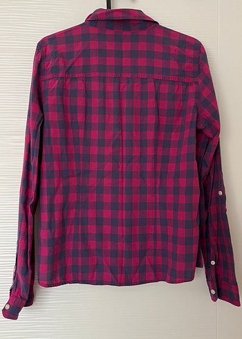 Bordo Kareli Uzun Kollu Kadın Gömlek - Görsel 3