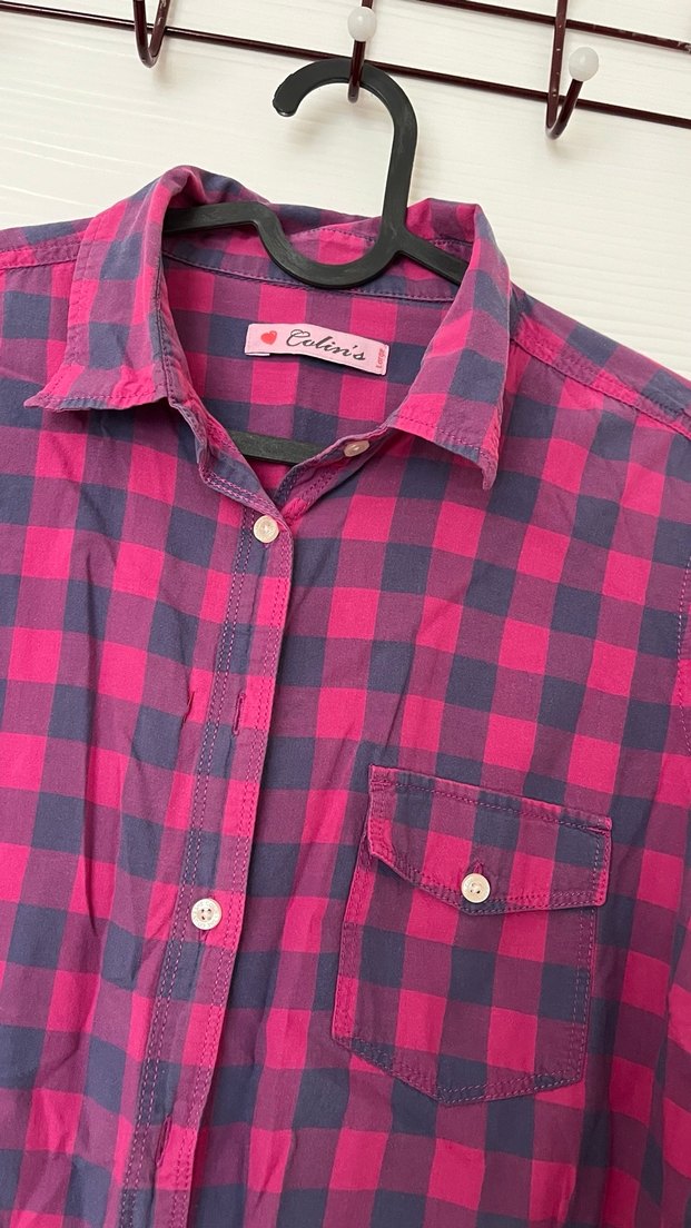 Bordo Kareli Uzun Kollu Kadın Gömlek - Görsel 2