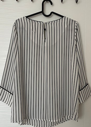 Uzun Kollu Çizgili Pamuklu Kadın Gömlek - Görsel 4