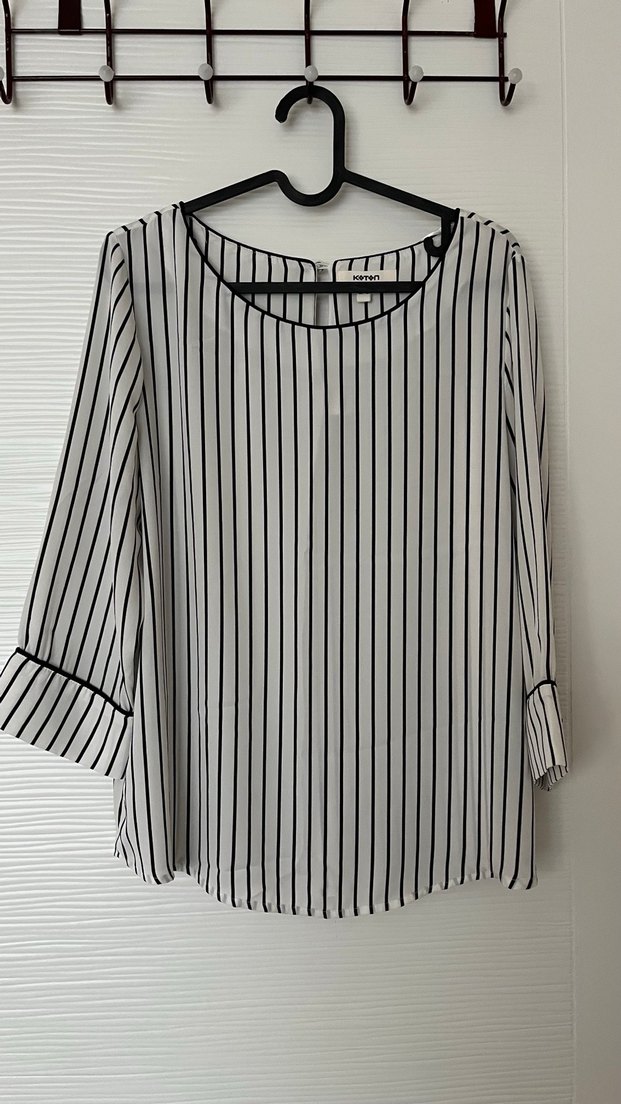 Uzun Kollu Çizgili Pamuklu Kadın Gömlek - Görsel 2