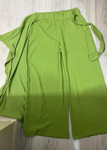 Paulmark Canli Yesil Bol Paca Pantolon