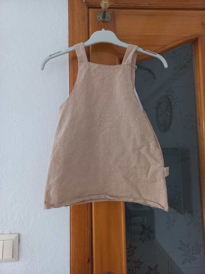 Bej Nakışlı Kolsuz Kız Elbisesi - Görsel 3