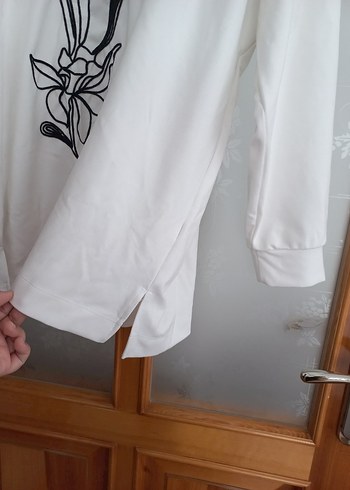 46 Beden Beyaz Baskılı Kadın Sweatshirt