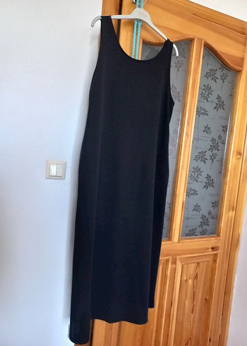 Siyah Kolsuz Uzun Örme Elbise - Görsel 4