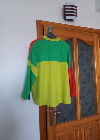 Renkli Düğmeli Uzun Kollu Kadın Gömlek - Görsel 2