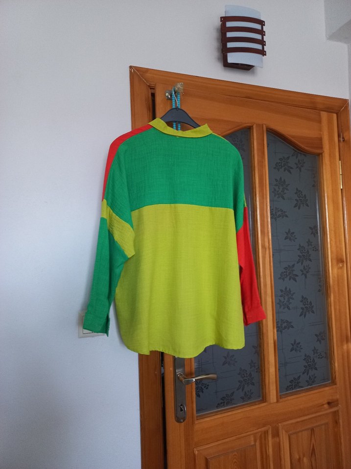 Renkli Düğmeli Uzun Kollu Kadın Gömlek - Görsel 2