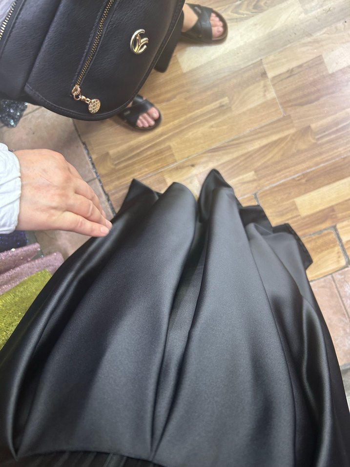 Siyah Uzun Drapeli Straplez Kadın Abiye - Görsel 5