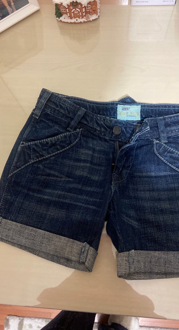 Lacivert Düğmeli Kadın Denim Şort - Görsel 2