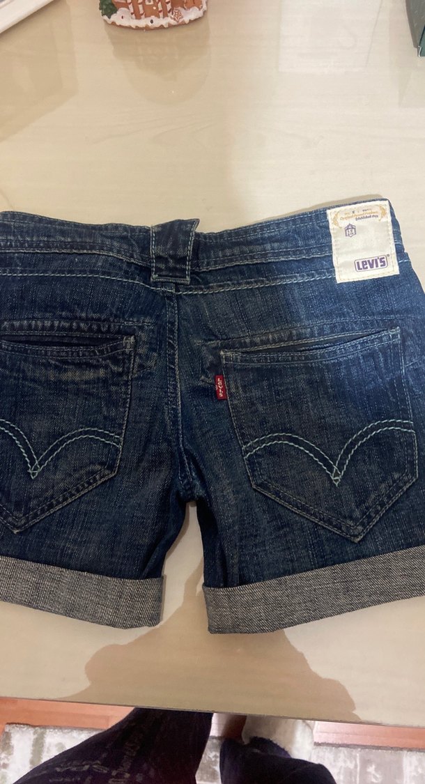 Lacivert Düğmeli Kadın Denim Şort - Görsel 3