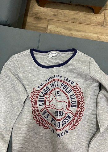 U.S Polo Assn. Chicago İntl Polo Club Gri Melanj Uzun Kollu Sweatshirt