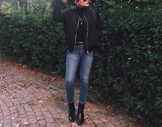 Stradivarius siyah bomber ceket