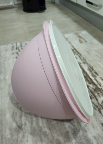 Beyaz Kapaklı Pembe Plastik Karıştırma Kabı tupperware marka - Görsel 2
