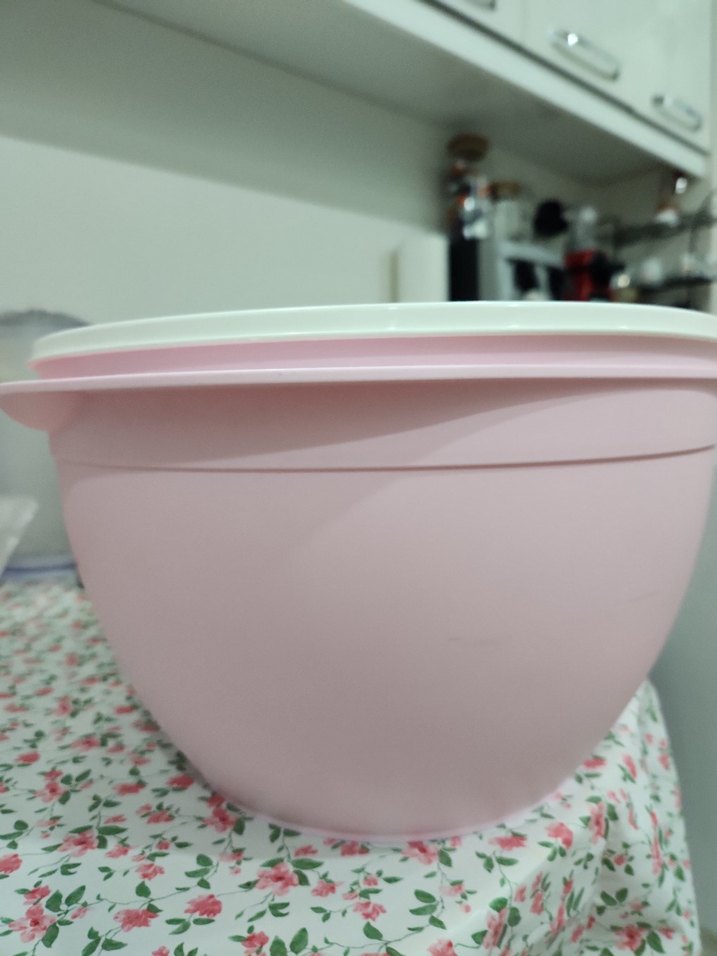 Beyaz Kapaklı Pembe Plastik Karıştırma Kabı tupperware marka - Görsel 3