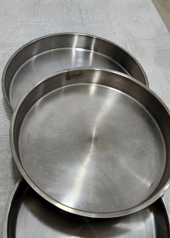 Gri Paslanmaz Çelik Yuvarlak Tepsiler Seti - Görsel 3