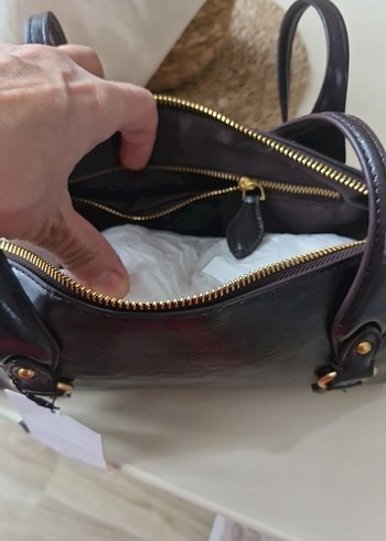 Kahverengi Deri Kadın Çanta Tokalı zara marka  orjinal - Görsel 9