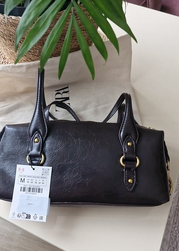 Kahverengi Deri Kadın Çanta Tokalı zara marka  orjinal - Görsel 3