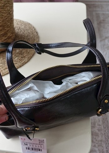 Kahverengi Deri Kadın Çanta Tokalı zara marka  orjinal - Görsel 2