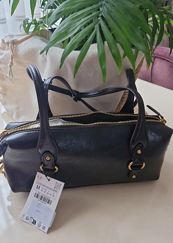 Kahverengi Deri Kadın Çanta Tokalı zara marka  orjinal - Görsel 4