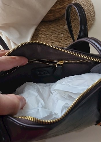 Kahverengi Deri Kadın Çanta Tokalı zara marka  orjinal - Görsel 10