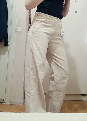 Bej Rahat Kesim Kot Pantolon