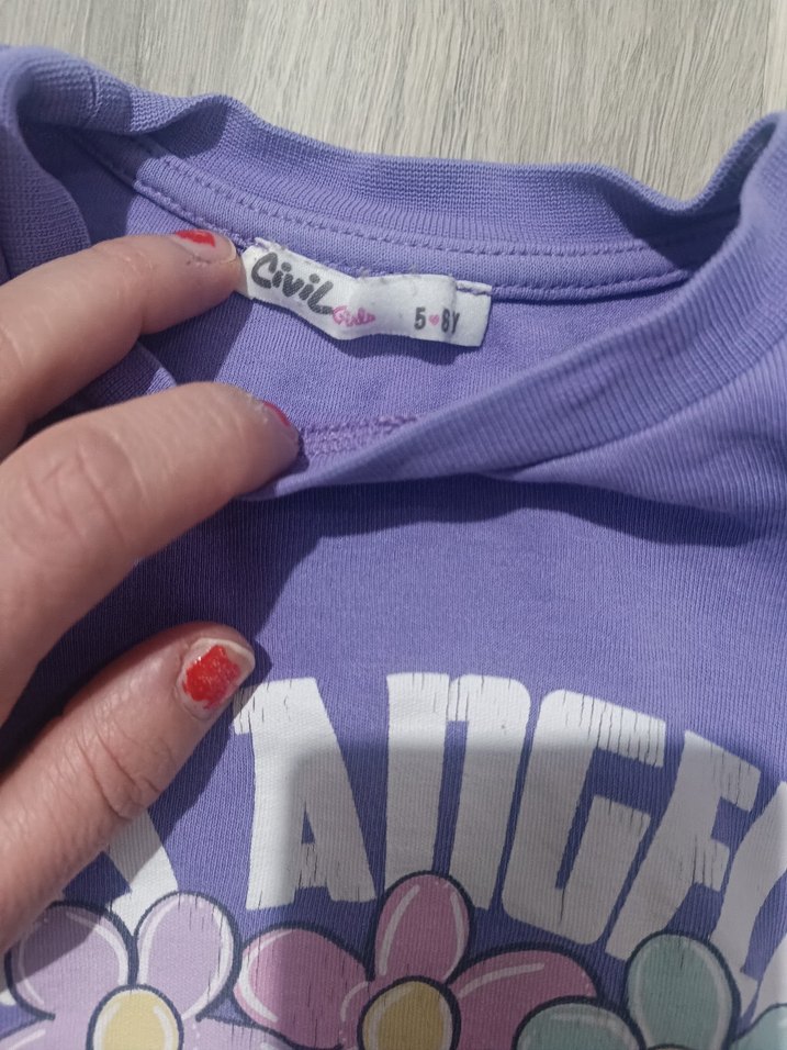 Mor Baskılı Kız Eşofman Takımı - Görsel 2