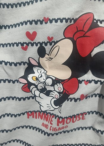 Kız Çocuk Gri Uzun Kollu Minnie Mouse Tişört - Görsel 4