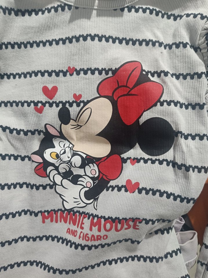 Kız Çocuk Gri Uzun Kollu Minnie Mouse Tişört - Görsel 3