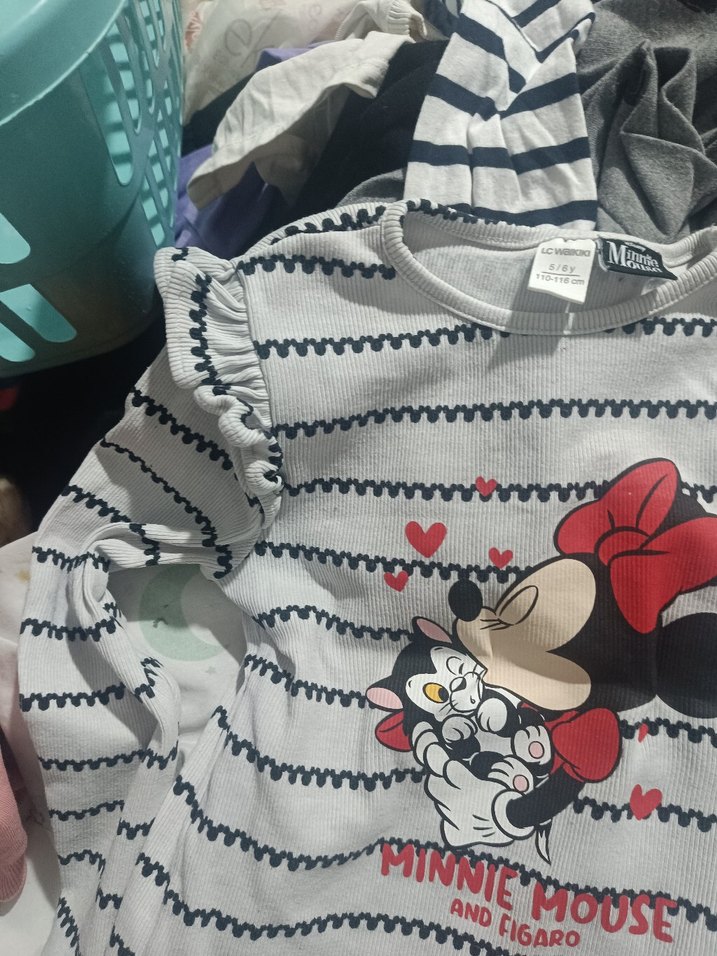Kız Çocuk Gri Uzun Kollu Minnie Mouse Tişört - Görsel 2