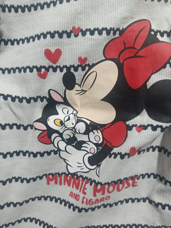 Kız Çocuk Gri Uzun Kollu Minnie Mouse Tişört - Görsel 4