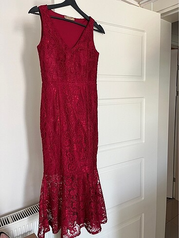 38 Beden Bordo balık kesim elbise