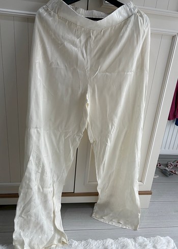 xl Beden Beyaz Bol Kesim saten Pantolon