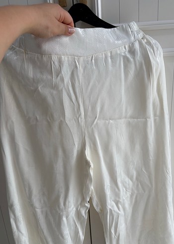 xl Beden beyaz Renk Beyaz Bol Kesim saten Pantolon