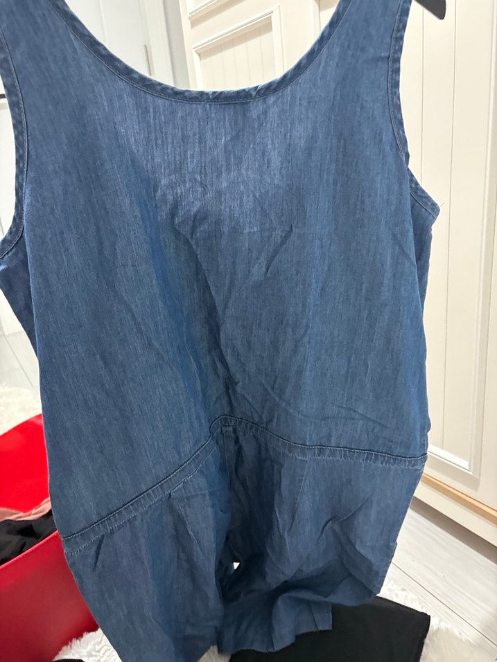 Kadın Lacivert Kemerli Denim Tulum - Görsel 5