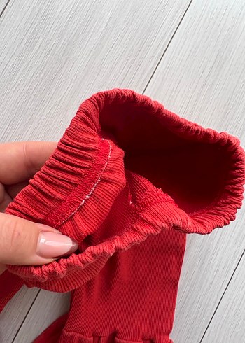 Kız Çocuk Kırmızı Fırfırlı Tayt - Görsel 3