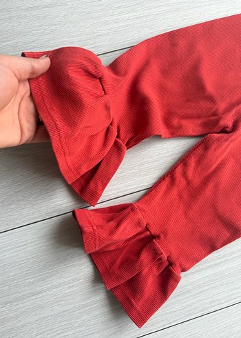 Kız Çocuk Kırmızı Fırfırlı Tayt - Görsel 2