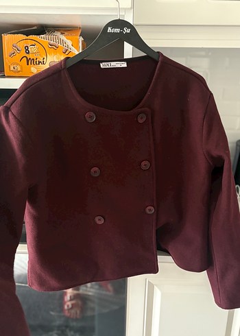Bordo Düğmeli Midi Kadın Kaban - Görsel 2
