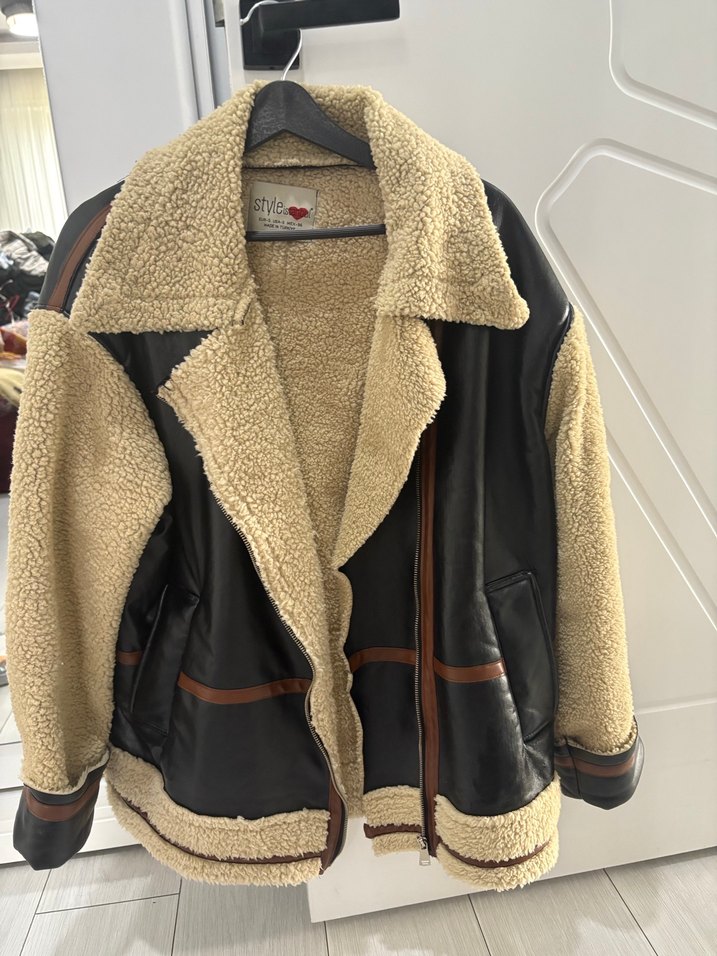 Kahverengi Kürklü Deri Kadın Ceket - Görsel 5