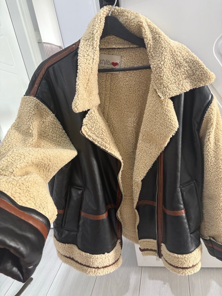 Kahverengi Kürklü Deri Kadın Ceket - Görsel 2