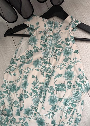 Turkuaz Desenli Bohem Kolsuz Uzun Elbise - Görsel 3