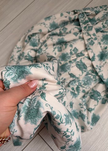 Turkuaz Desenli Bohem Kolsuz Uzun Elbise - Görsel 5