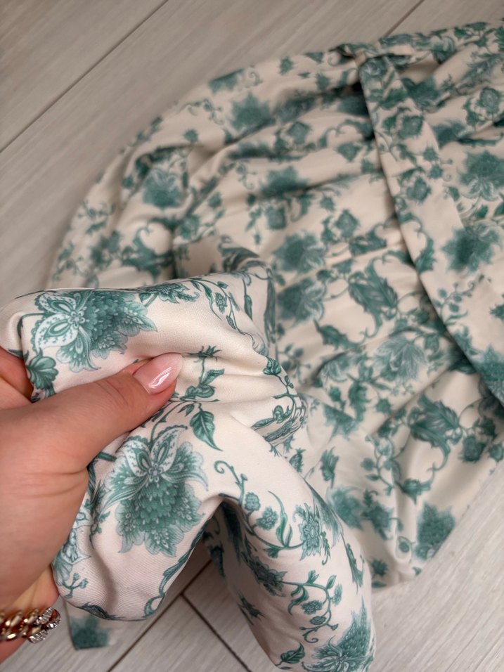 Turkuaz Desenli Bohem Kolsuz Uzun Elbise - Görsel 5