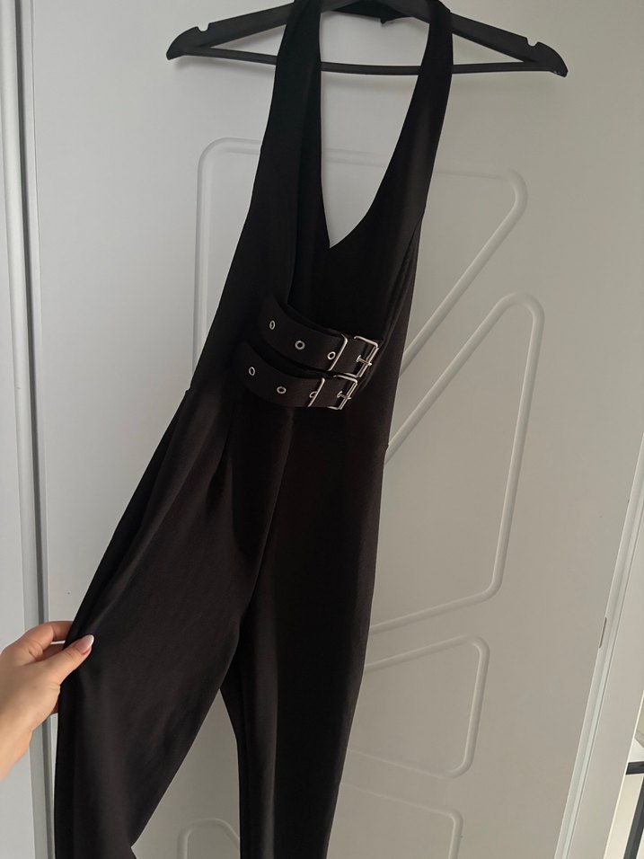 Kemerli Siyah dar paça  Tulum - Görsel 2