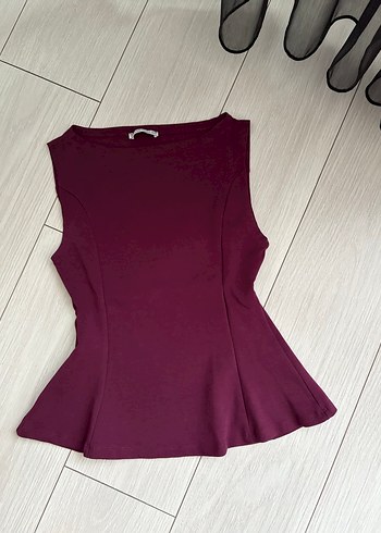 Bordo V Yaka Kolsuz Bluz - Görsel 2