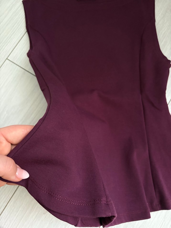 Bordo V Yaka Kolsuz Bluz - Görsel 5