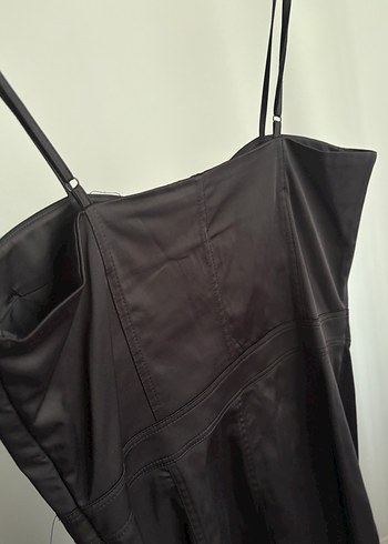 Siyah Saten kısa elbise - Görsel 2