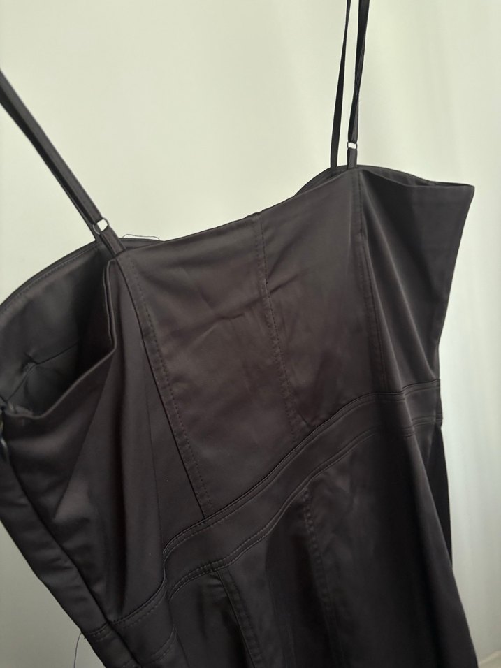 Siyah Saten kısa elbise - Görsel 2