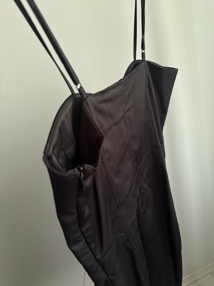 Siyah Saten kısa elbise - Görsel 4