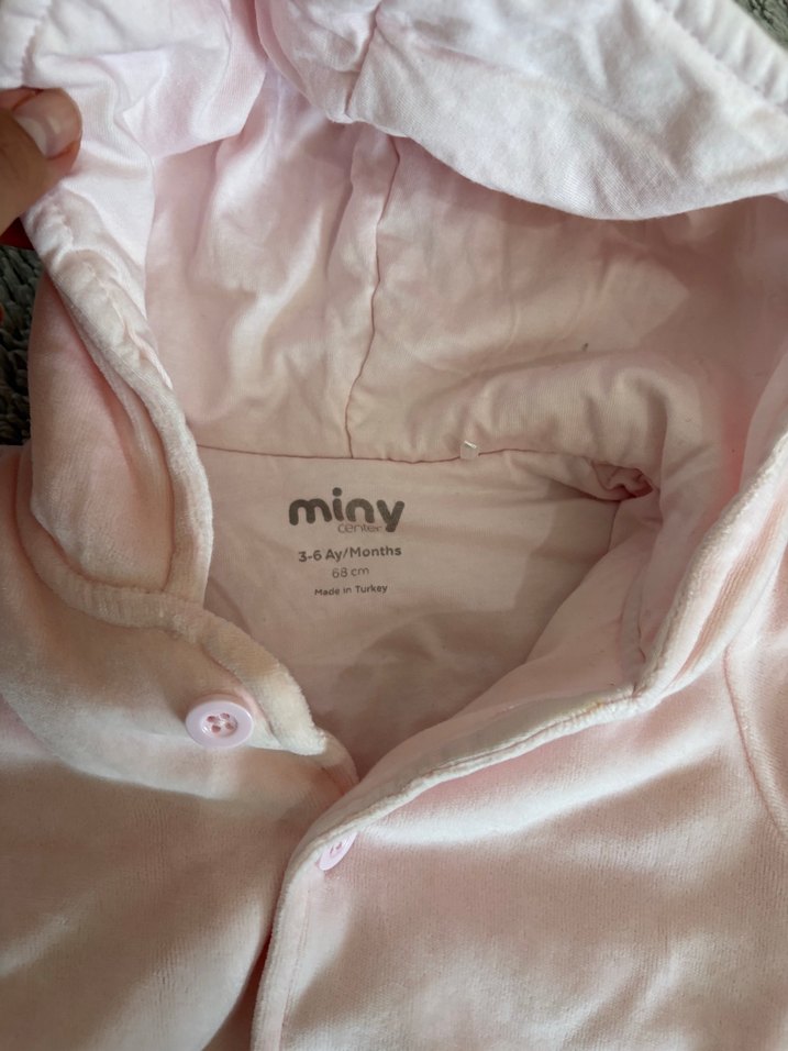 Düğmeli Pembe Bebek  mont - Görsel 4